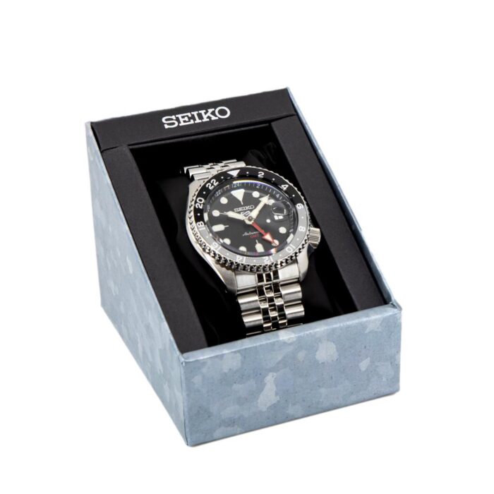 Seiko 5 Sports Automatic GMT Black Dial Silver Steel Strap Watch For Men - SSK001K1 - Image 10